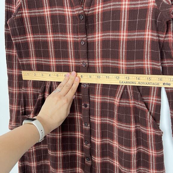 Garnet Hill Women's Size 6 Organic Cotton Plaid Lightweight Gauze Shirt Dress - Picture 6 of 11